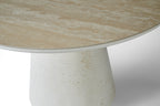 Stratos 120cm Table - Ivory & Travertine