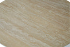 Stratos 120cm Table - Ivory & Travertine