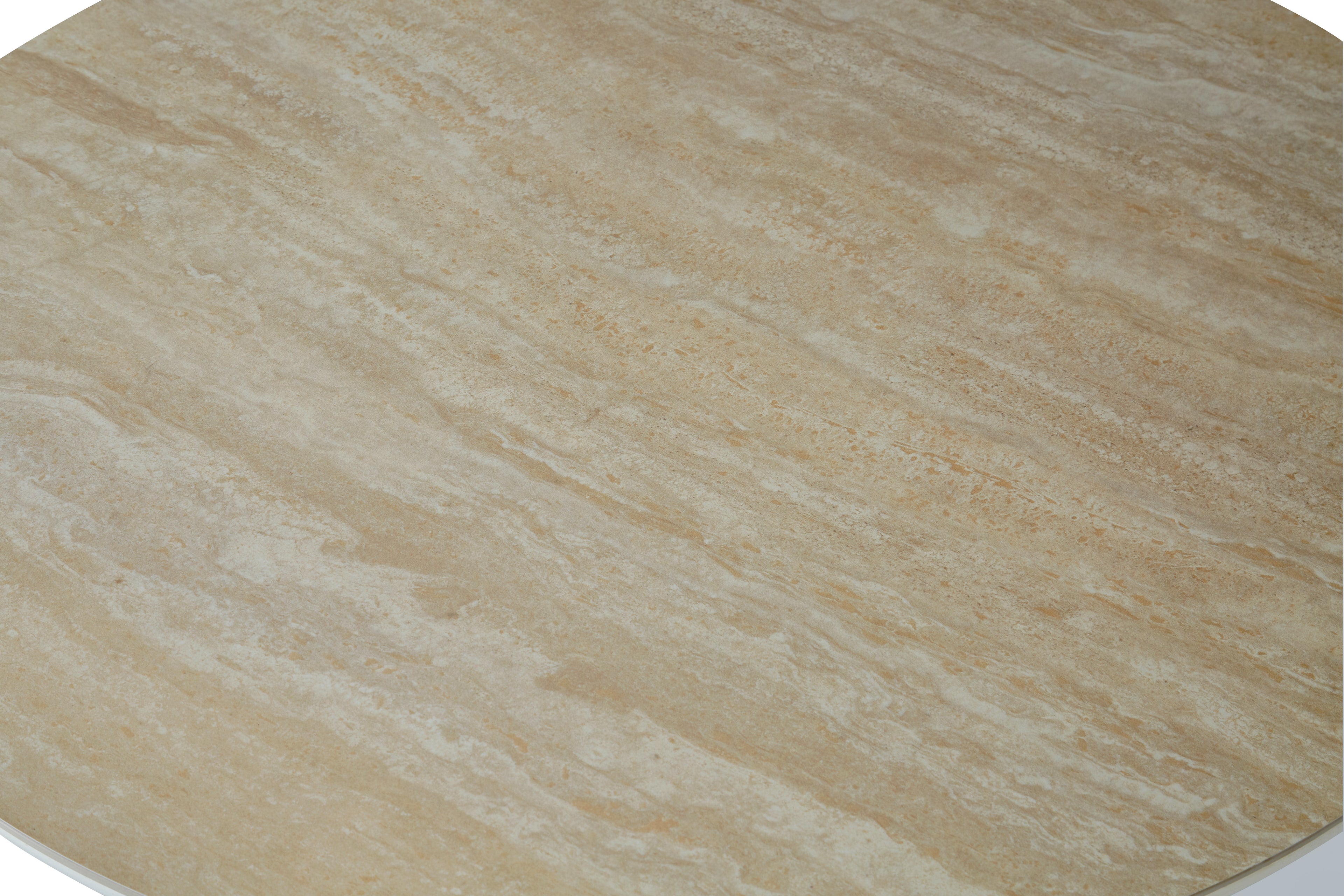 Stratos 120cm Table - Ivory & Travertine