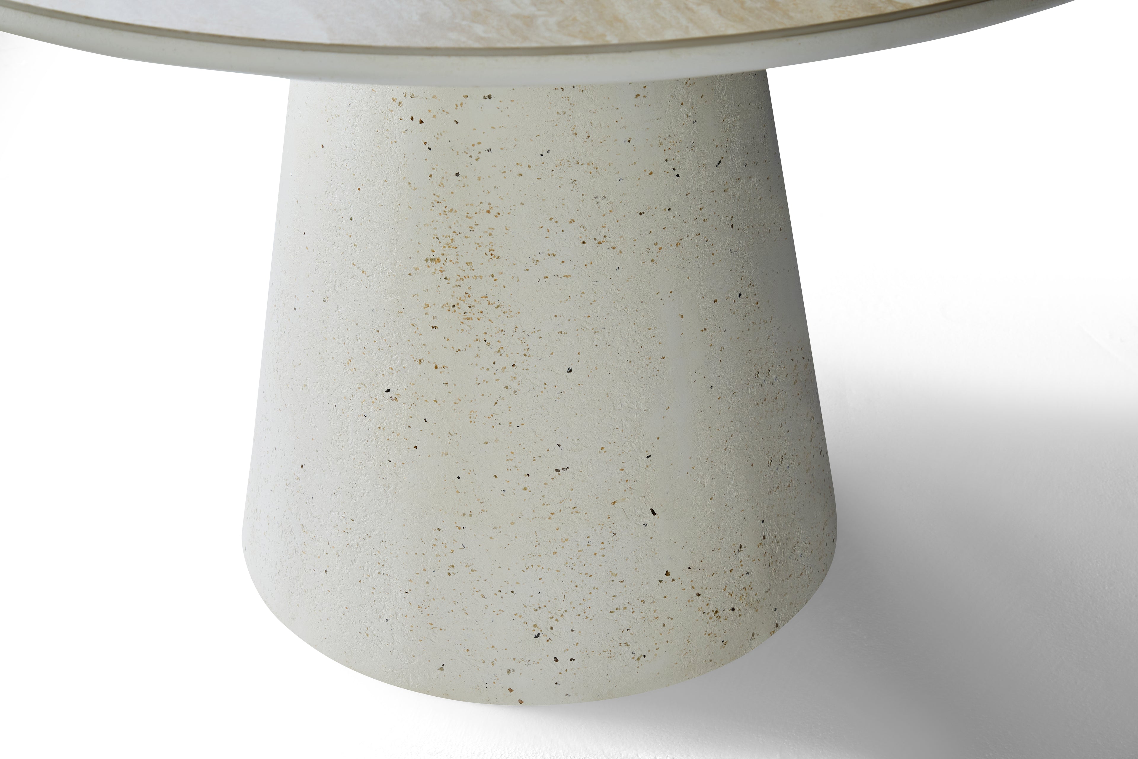 Stratos 120cm Table - Ivory & Travertine