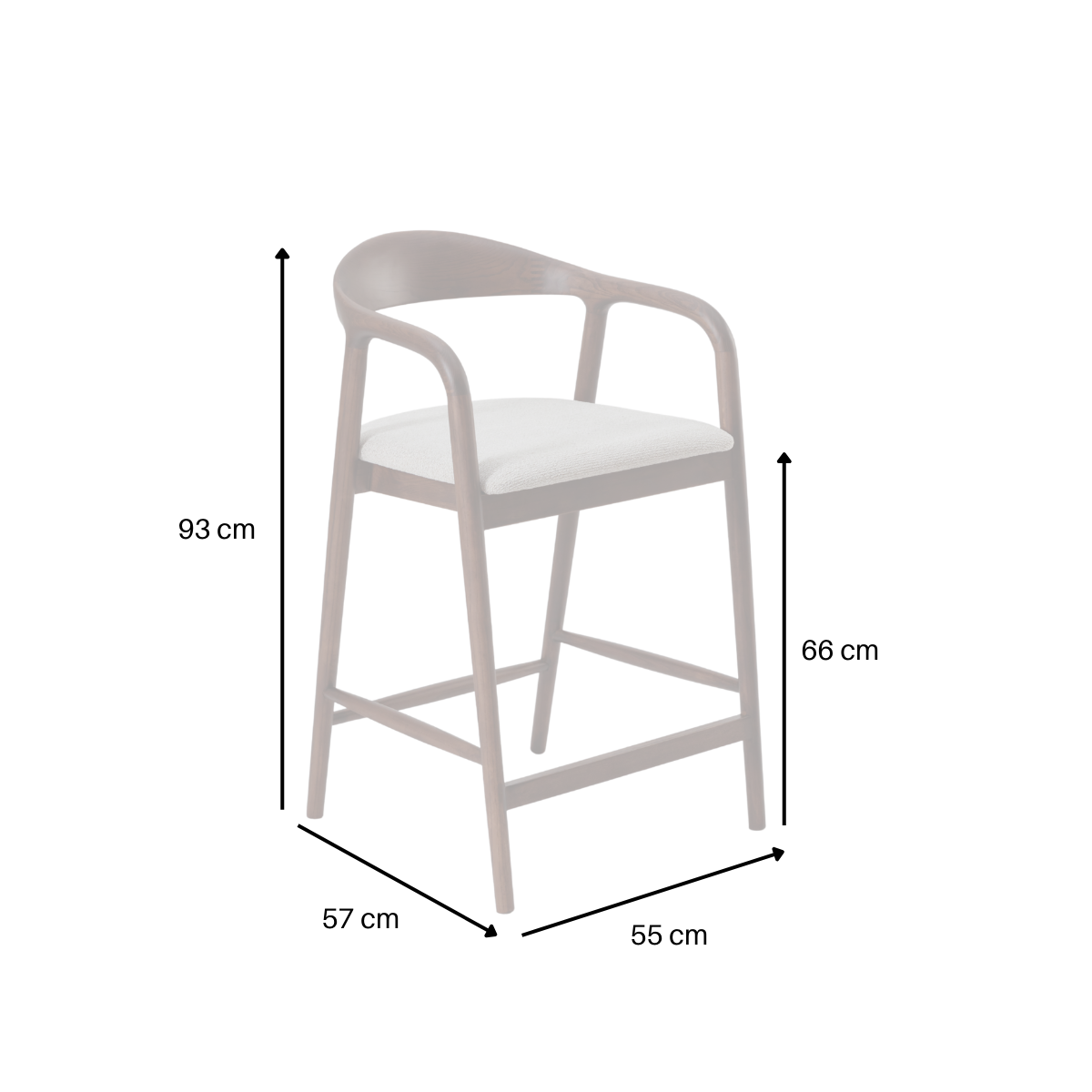 Tess Walnut Barstool in Oatmeal Boucle