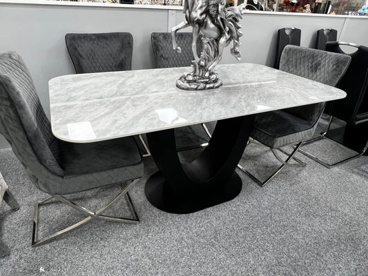 U Shape Grey Ceramic Dining Table 160cm