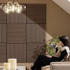 Acoustic Square Wood Wall Panel - Premium Oak 60cm x 60cm (4 Pieces)