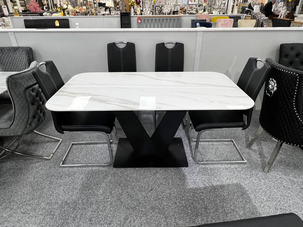 V Shape White Ceramic Dining Table 160cm