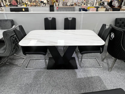 V Shape White Ceramic Dining Table 160cm