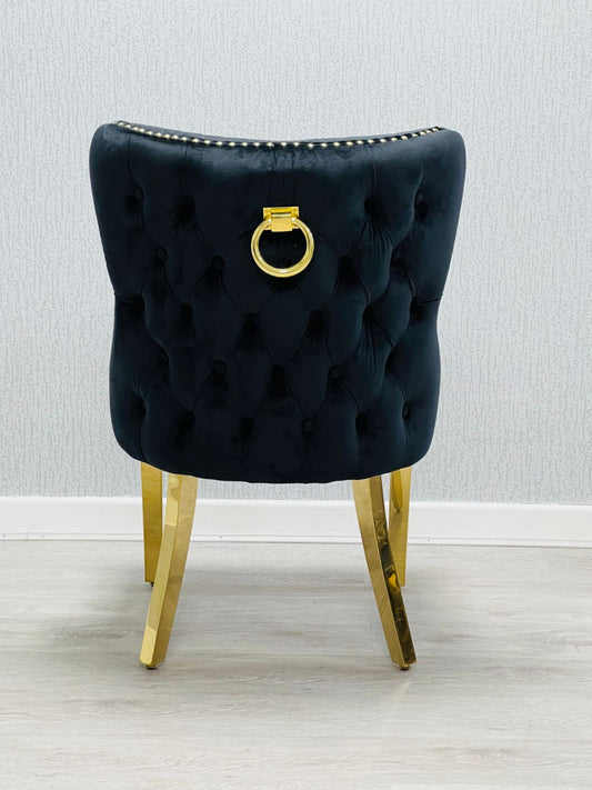 Valentino Black Ring Knocker Gold Velvet Chair
