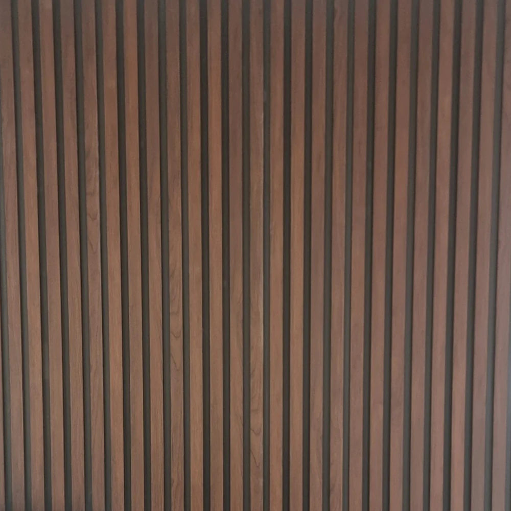 Acoustic Slatted Wall Panel - Walnut 2.4m x 0.6m (4 Pieces)