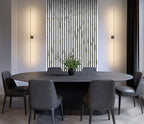 Acoustic Slatted Wall Panel - White and Gold Marble  2.4m x 0.6m (4 Pieces)