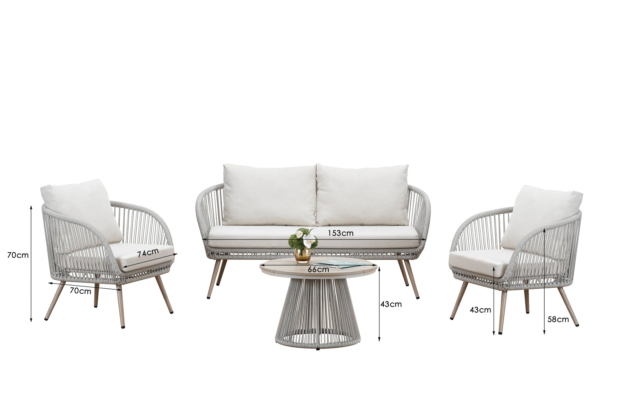 Cove Outdoor Lounge Set - Natural - 4 Seater