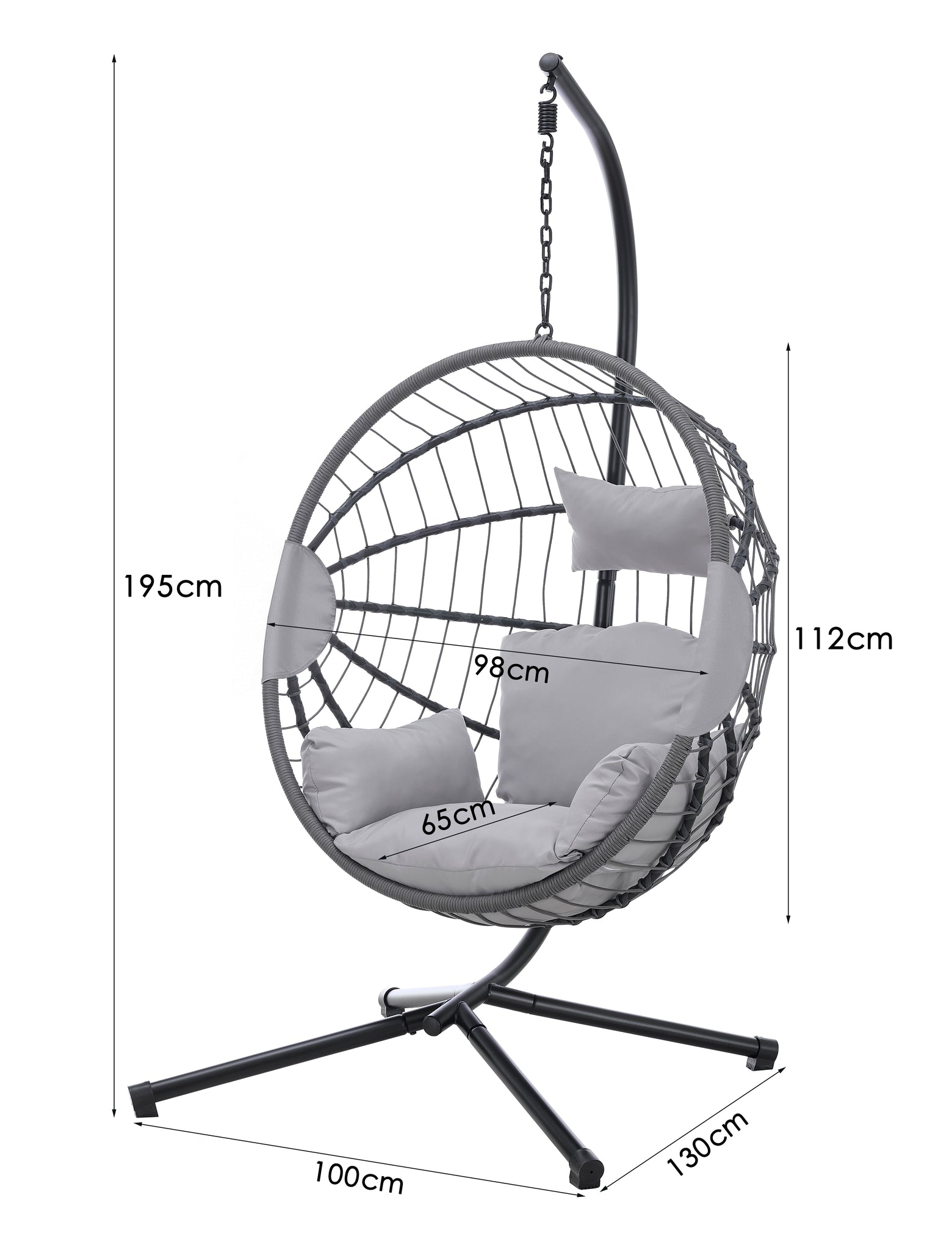 Hanging Egg Chair for Indoor and Outdoor - Light Grey
