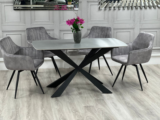 New York Grey Stone Top Dining Table 140cm