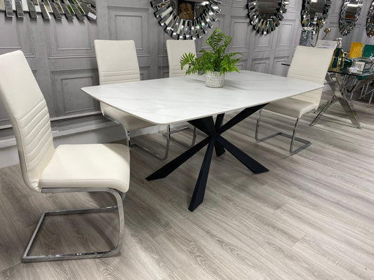New York White Stone Top Dining Table 140cm