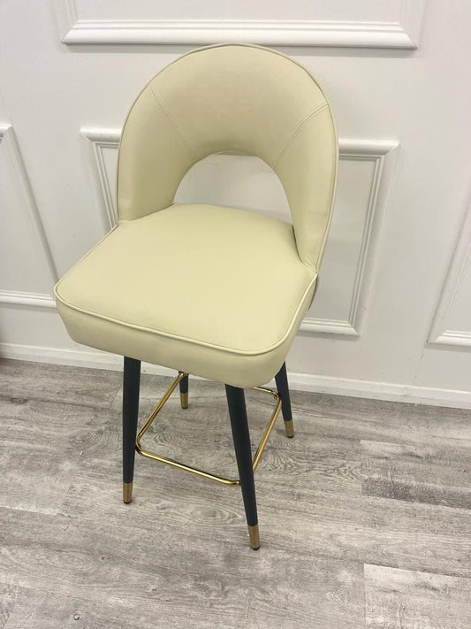 Astra Beige Leather Bar Stool