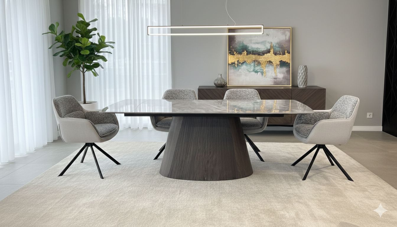 Monaco Extendable Grey Sintered Stone Table 160-240cm