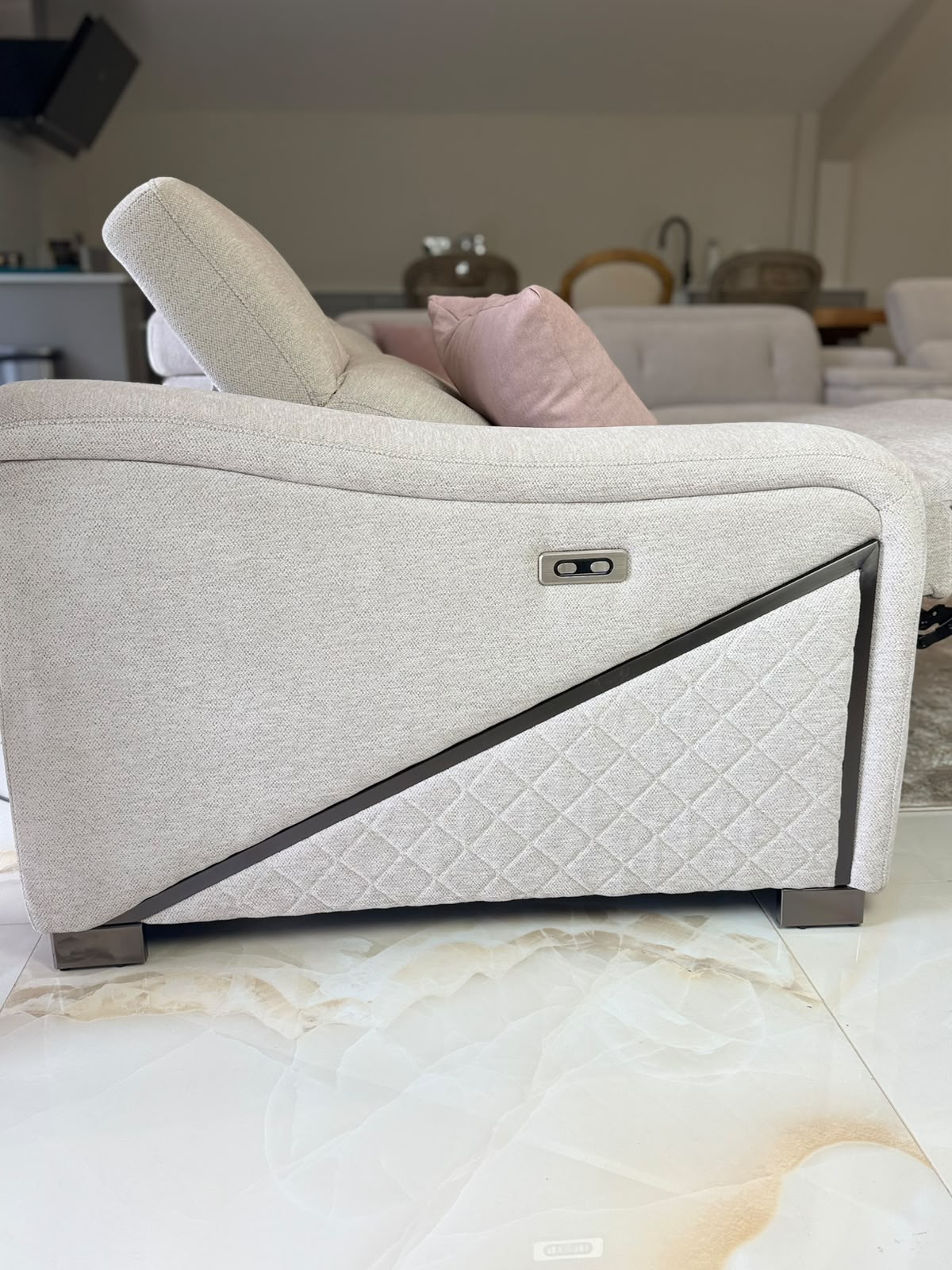 Ohio Modular Electric Recliner Sofa Beige Large Corner