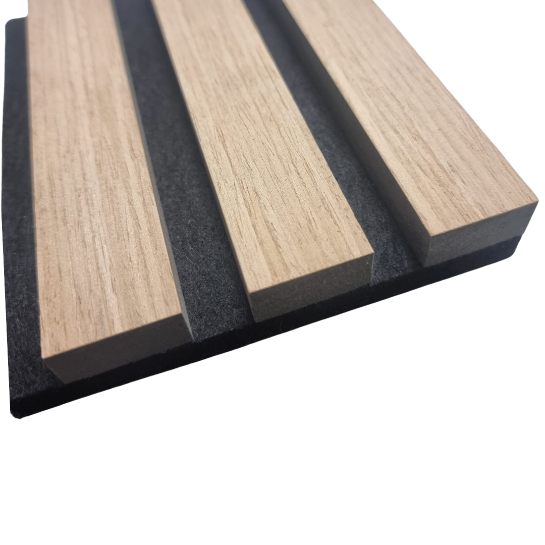 Acoustic Slatted Wall Panel - White Oak 2.4m x 0.6m (4 Pieces)