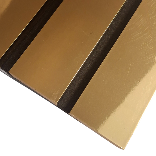 Acoustic Wide Slat Wall Panels - 3 sided - Colour Finish - Gold - 240cm x 30cm (2 pieces)
