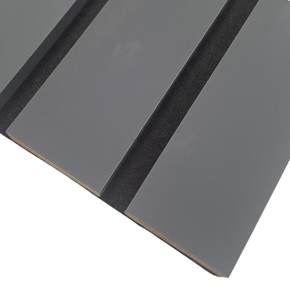 Acoustic Wide Slat Wall Panels  - 3 sided - Colour Finish - Grey - 240cm x 30cm (2 pieces)