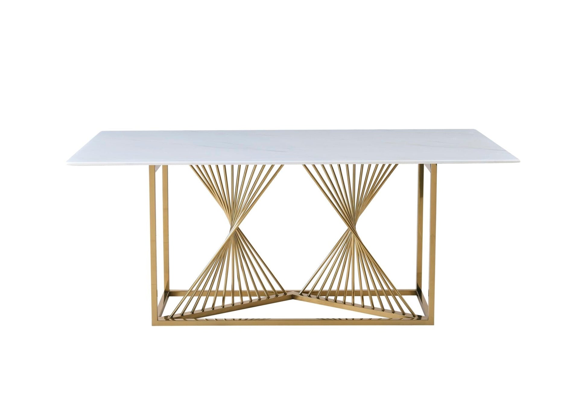 Amelia White Ceramic 180cm Gold Dining Table - MyForeverFurnishings