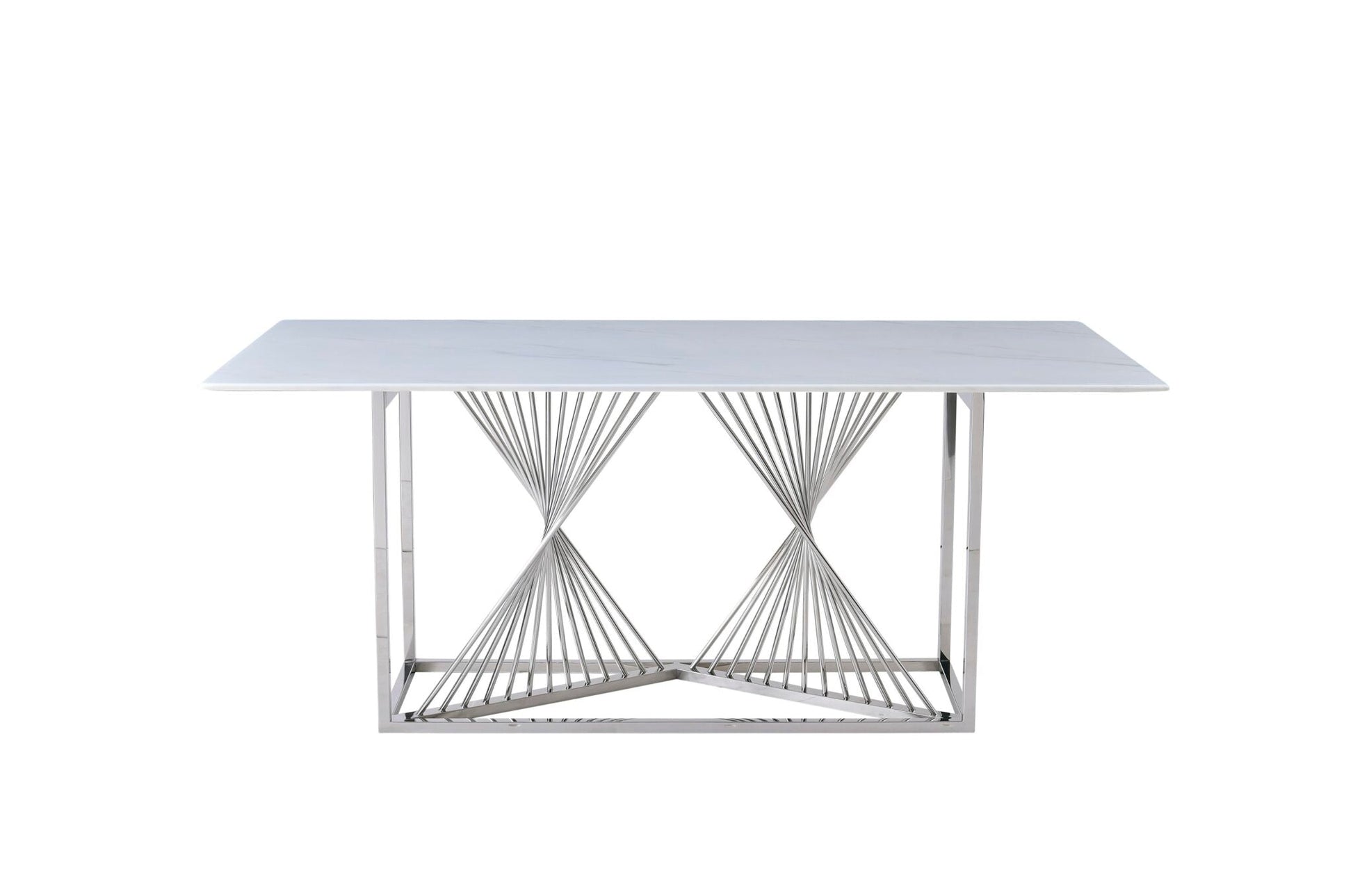 Amelia White Ceramic 180cm Silver Dining Table - MyForeverFurnishings