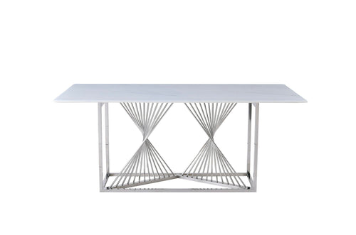 Amelia White Ceramic 180cm Silver Dining Table - MyForeverFurnishings
