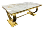 Arianna/Chelsea Gold 200cm Marble Dining Table (All Colours) - MyForeverFurnishings