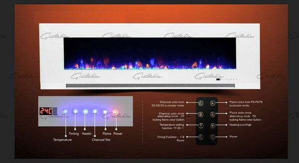 Aurora - Media Wall White 72 Inch Insert Electric Fire Colour LED Glass ...