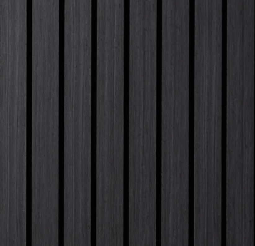 Premium Acoustic Wide Slat Wall Panels - 3-Sided Wood Veneer - Black Oak 240cm x 30cm (2 pieces)