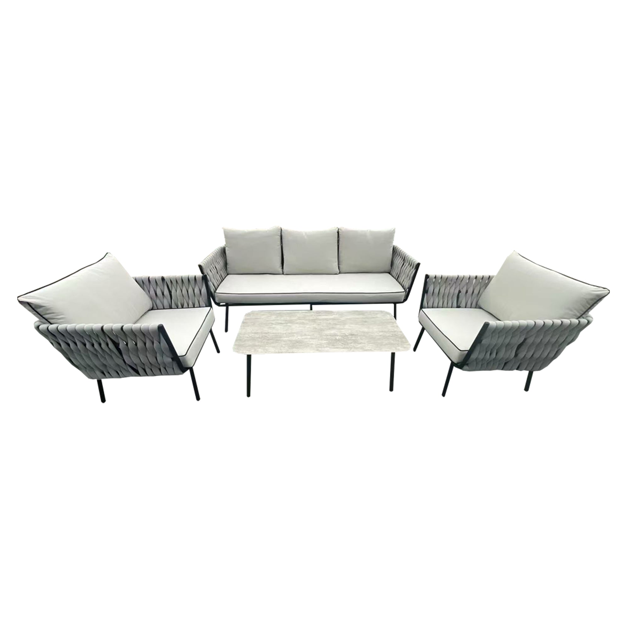 Corza Aluminium & Rope Lounge Set - Grey
