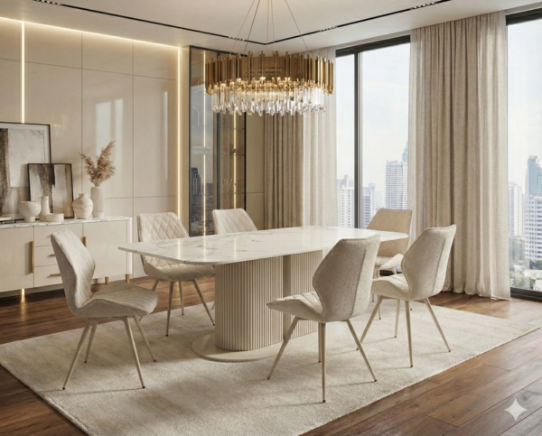 Sydney Cream Ceramic Dining Table 160cm