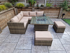 Georgia Rattan Firepit Corner Mixed Brown