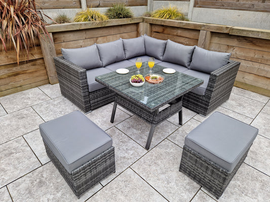 Georgia Corner Rattan Dining Set Grey