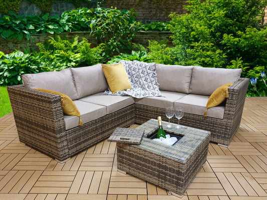 Georgia Corner Mixed Brown Sofa with Ice Bucket Mixed Brown