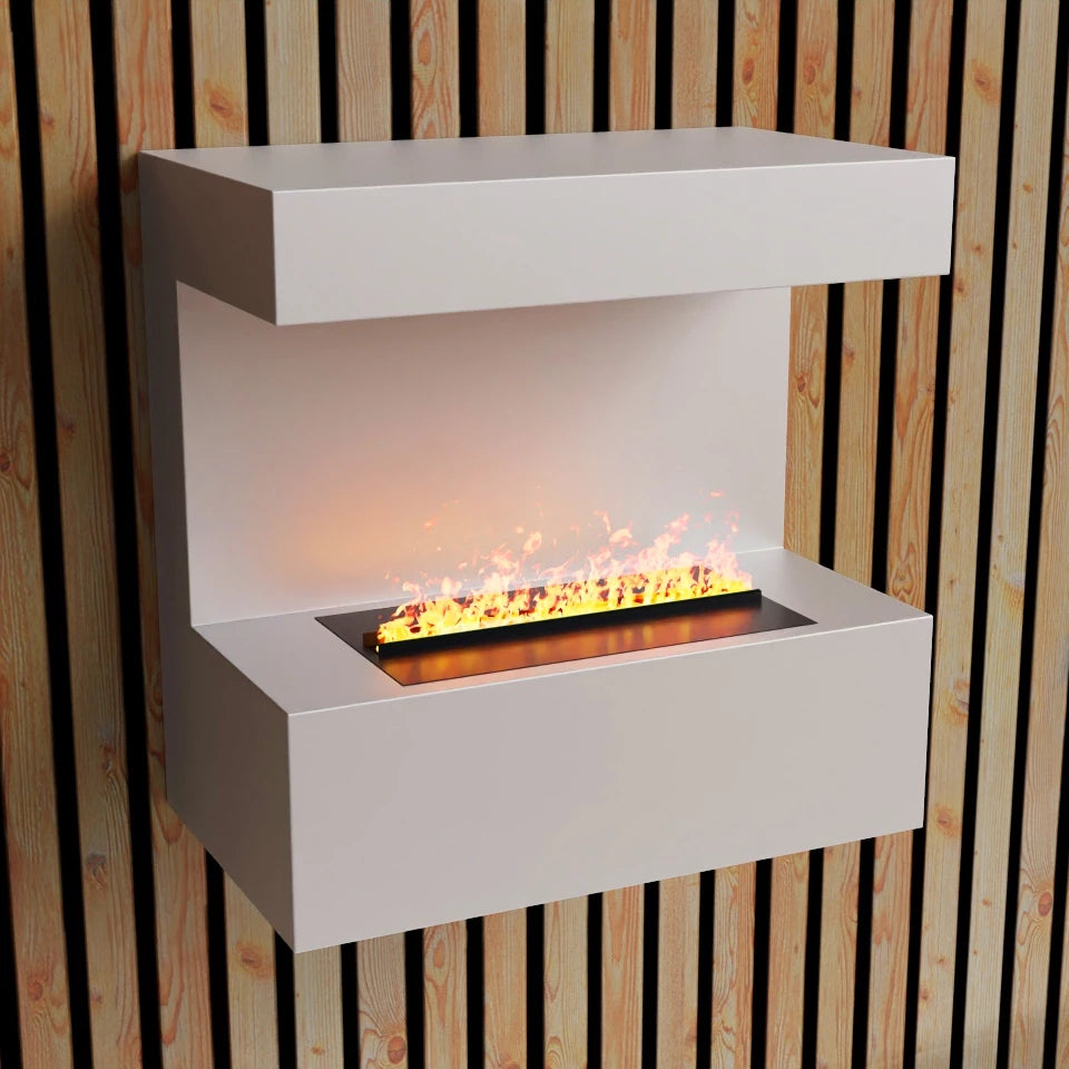 Late - White - Wall-Mounted Water Vapor Fireplace