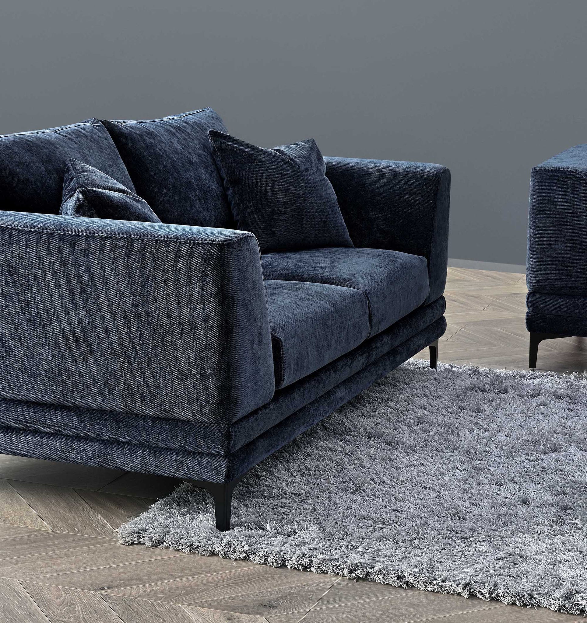 Lenox Sofa Range in Aegean Blue Velvet 3 or 2 Seater