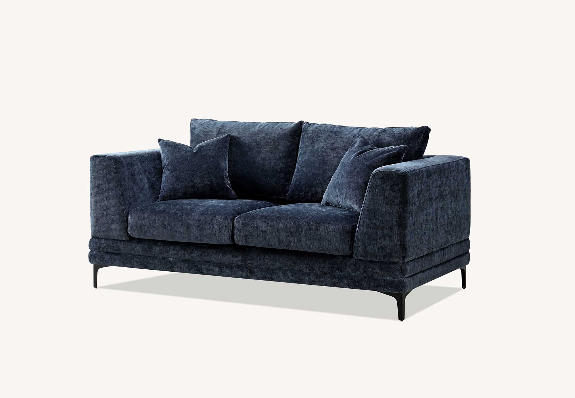 Lenox Sofa Range in Aegean Blue Velvet 3 or 2 Seater