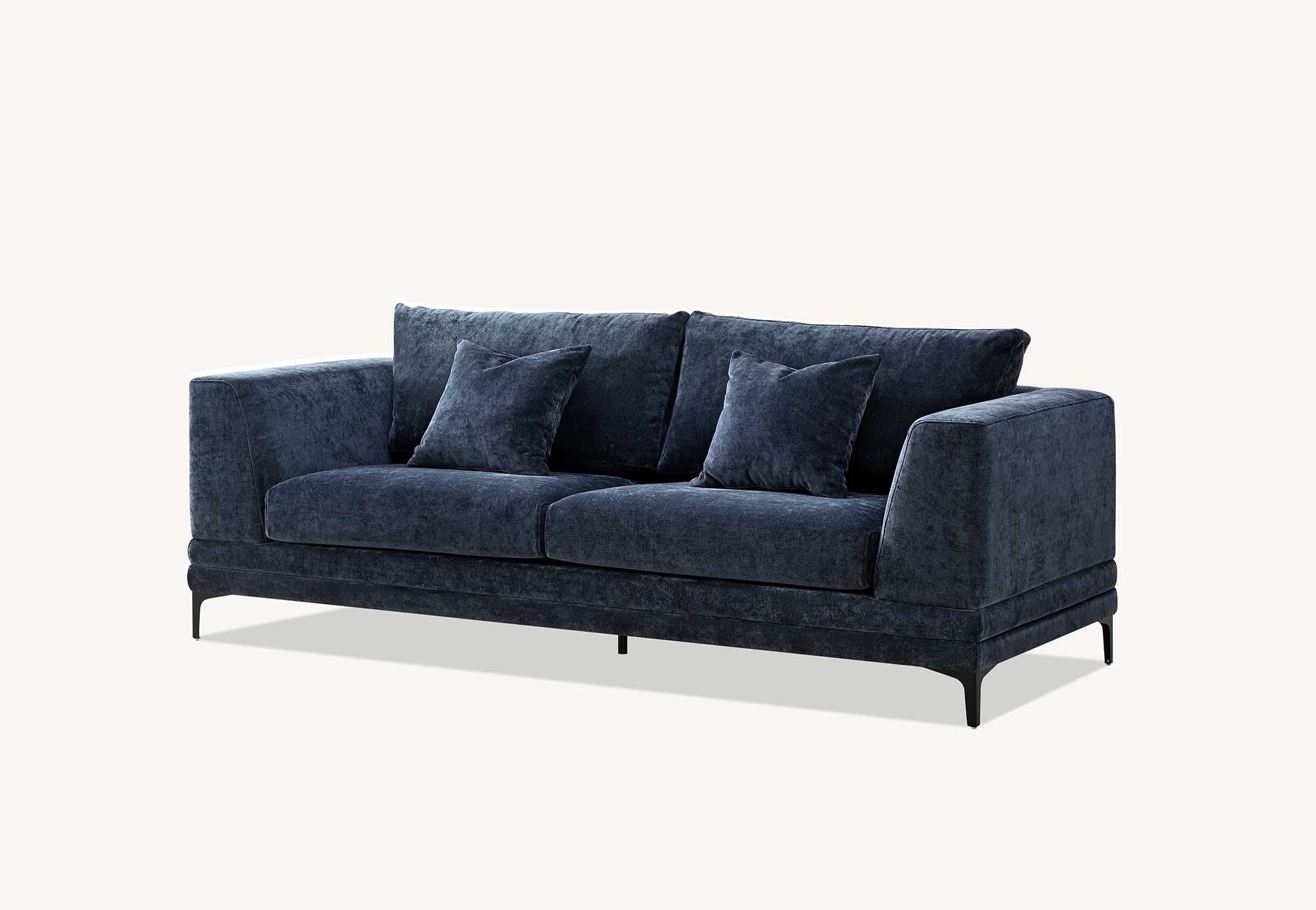 Lenox Sofa Range in Aegean Blue Velvet 3 or 2 Seater
