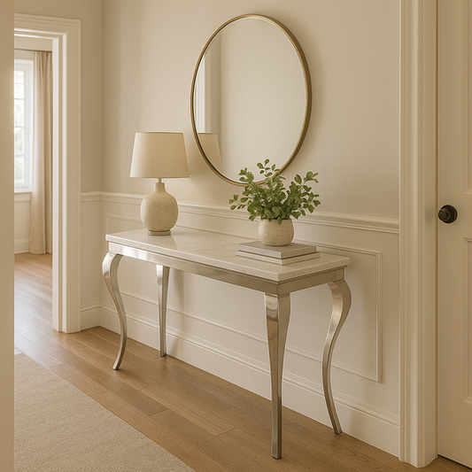 Louis 120cm Marble & Chrome Console Table (All Colours)