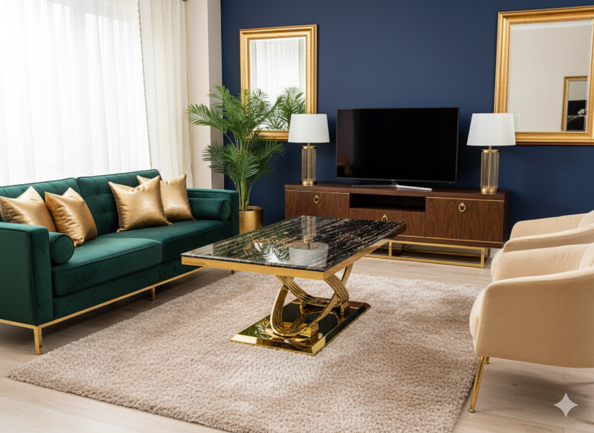Elina Black/Gold Marble Coffee Table