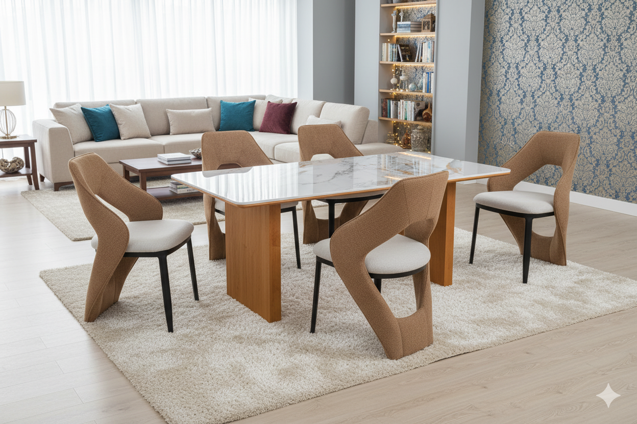 Engelberg 180cm Cream & Gold Dining Table