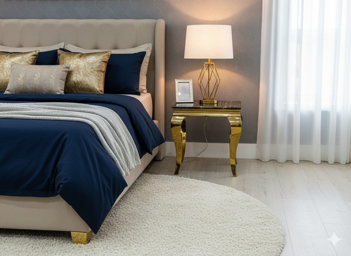 Sofia Black & Gold Marble Lamp Table