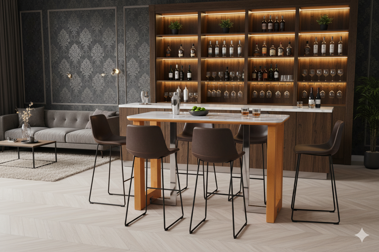 Engelberg Cream & Gold Bar Table