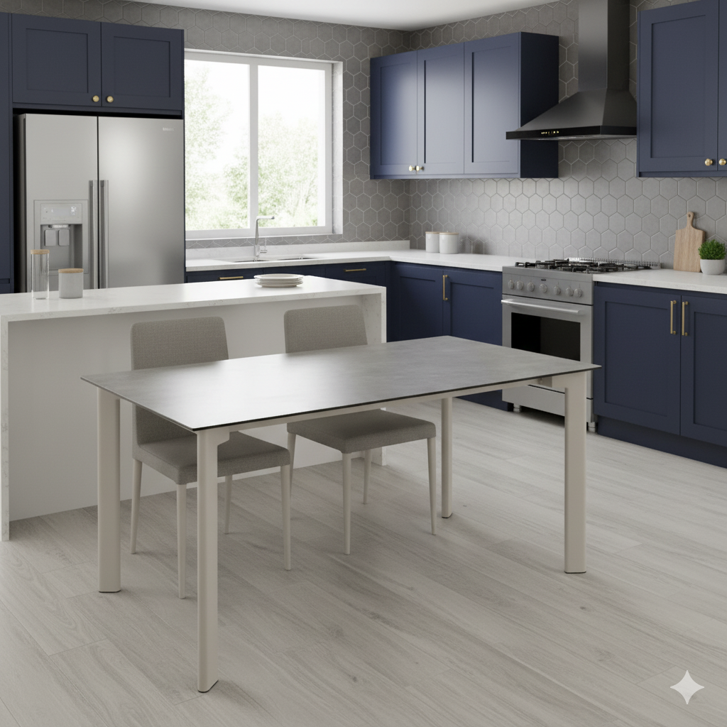 Palermo Ceramic Dining Table in Grey 160x75cm