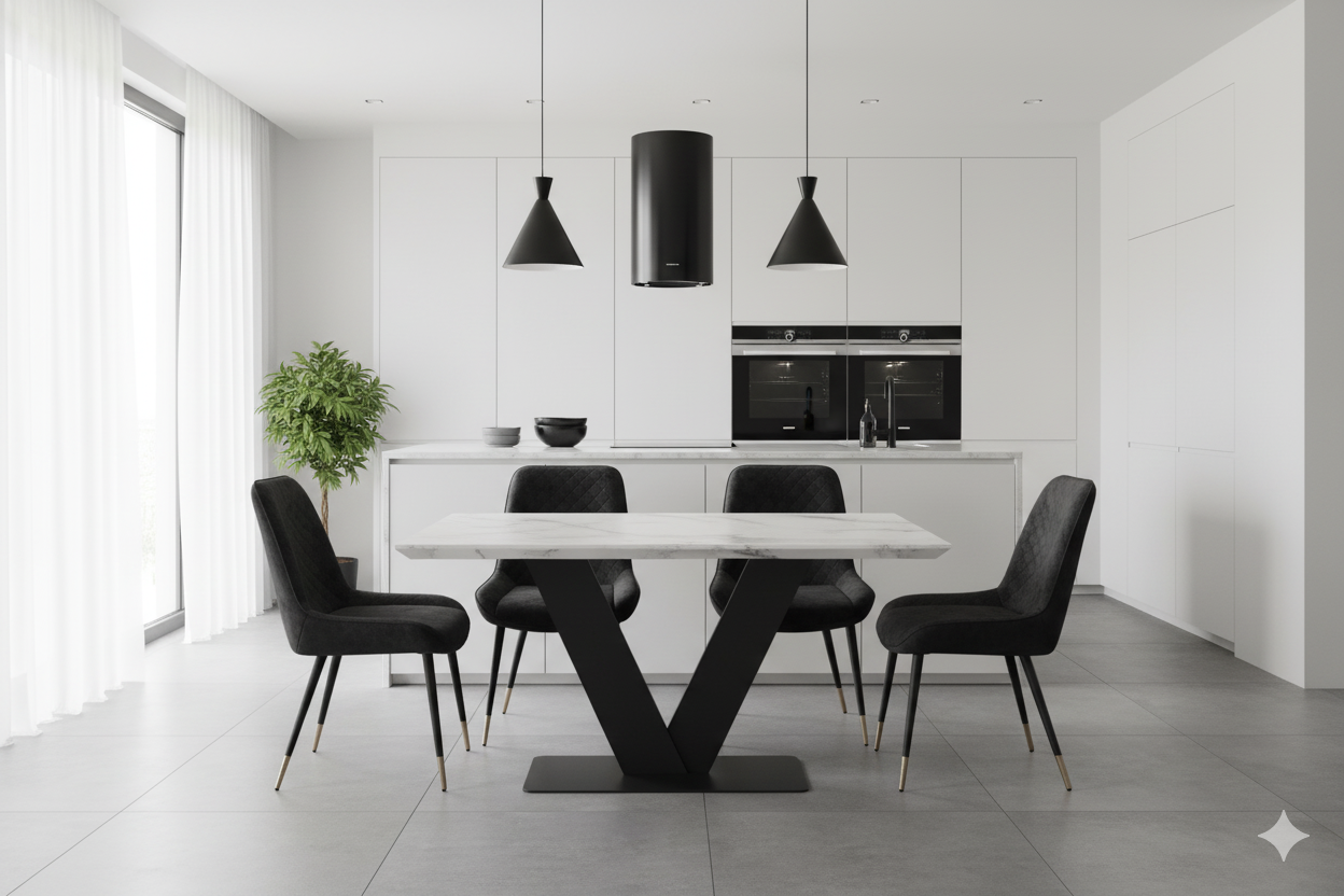 Alessia Grey or White Ceramic Dining Table