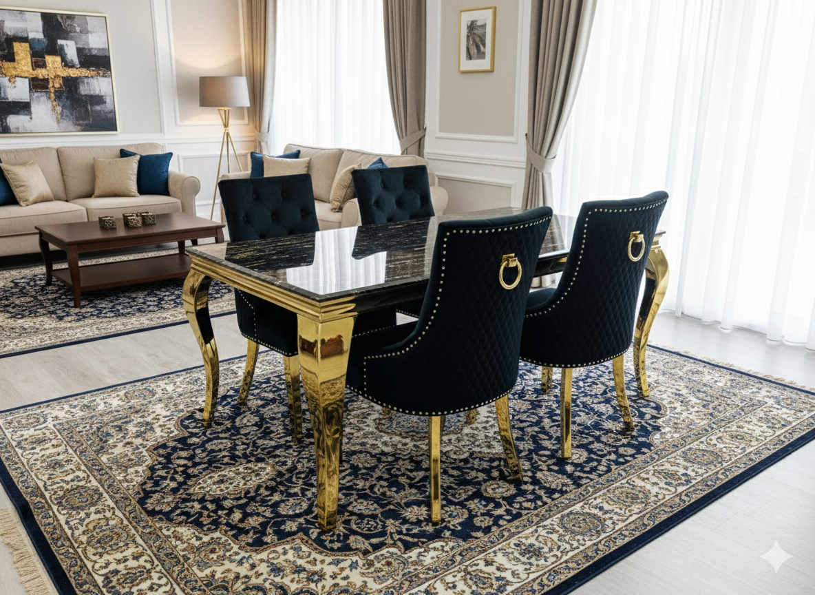 Sofia Black & Gold Dining Table – All Sizes