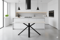 Milana Cross Leg Table - White Sintered Stone