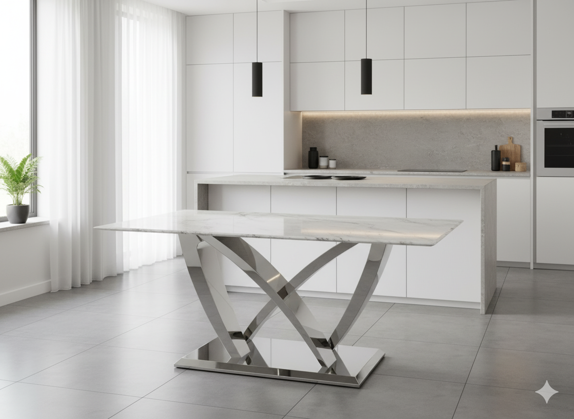 California Grey Marble 160cm Dining Table