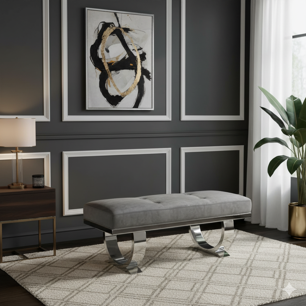 Chelsea Dark Grey Bench 180cm