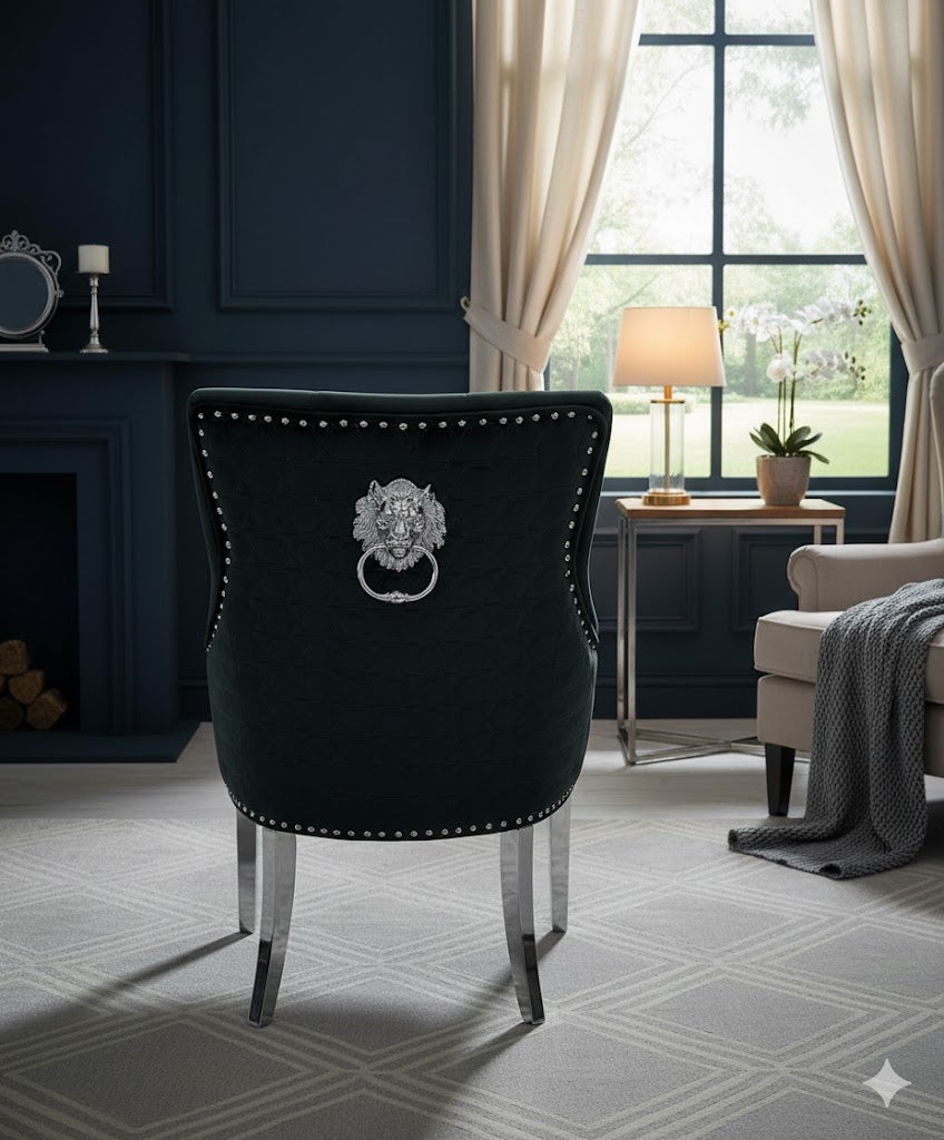 Roma Dining Chair (LionKnocker/Chrome Legs) (7 Colours)