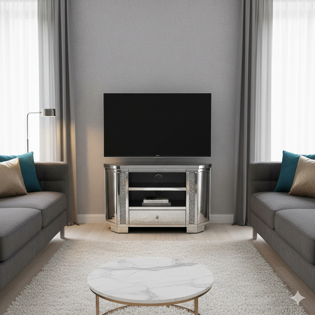 Roma Crushed Diamond Corner TV Unit